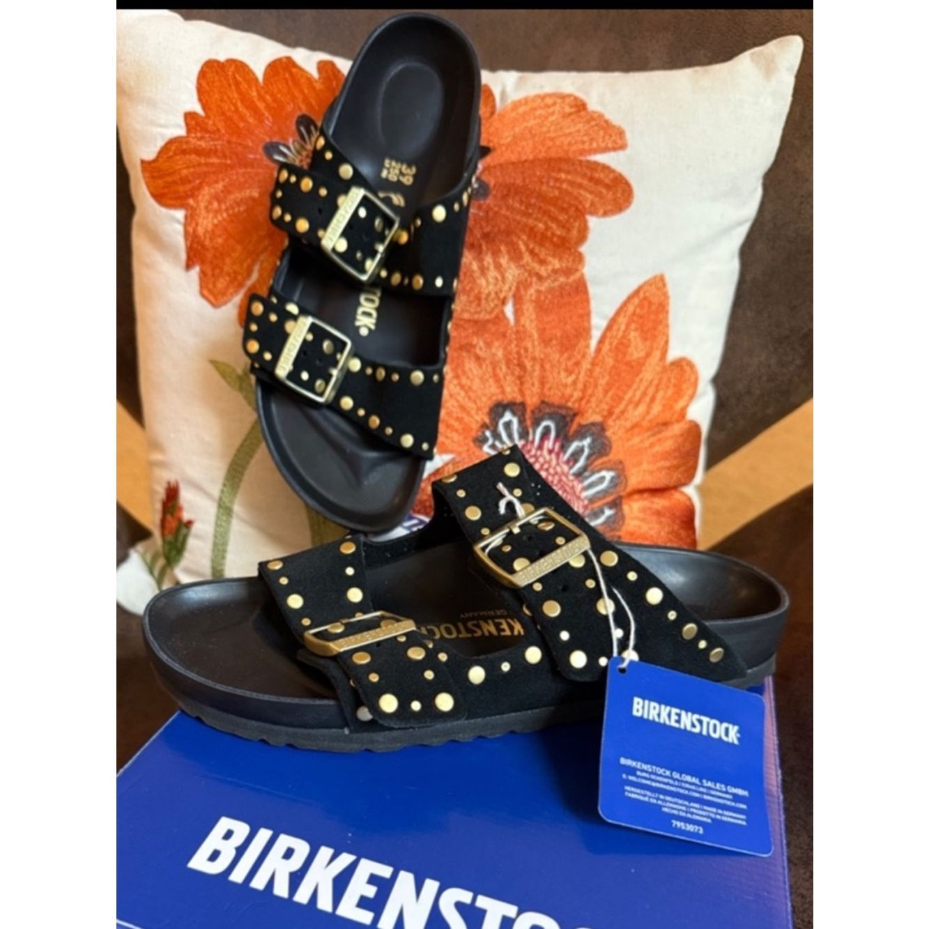 Birkenstock Arizona Rivet Border Black Suede & Leather Cork Bnib Wmnâs 39 N / 8
